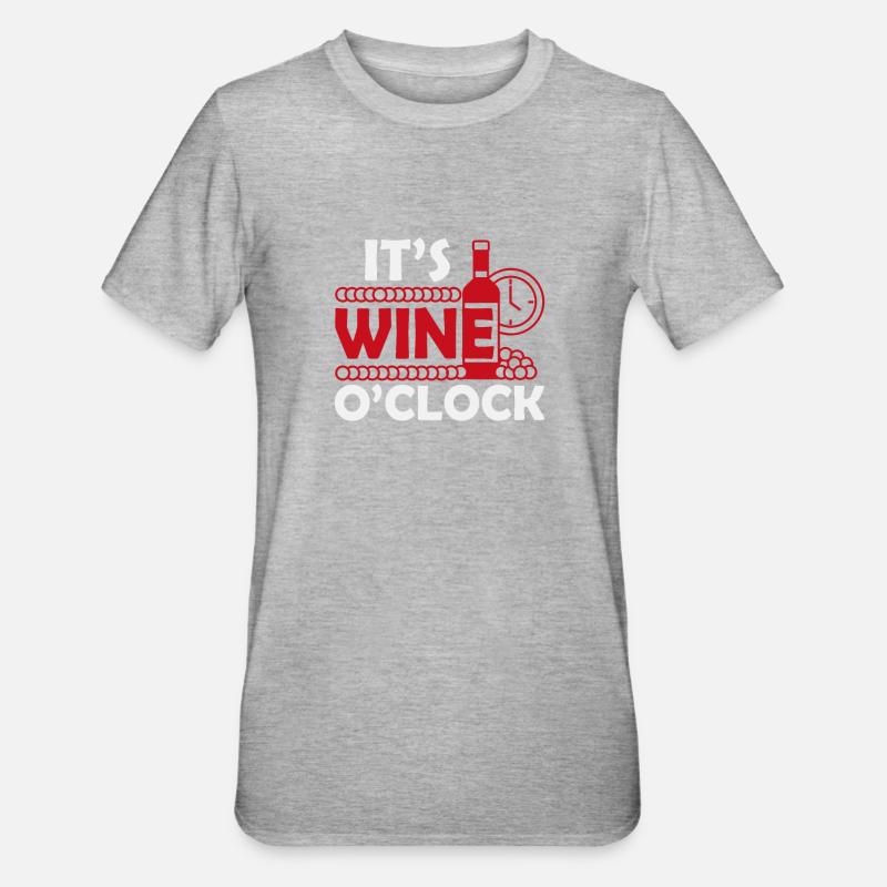 C’est l’heure du vin - T-shirt polycoton Unisexe - gris chiné