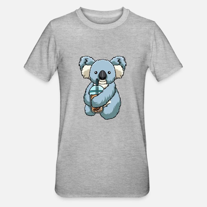 Koala drinks bubble tea - Unisex Polycotton T-Shirt - heather grey