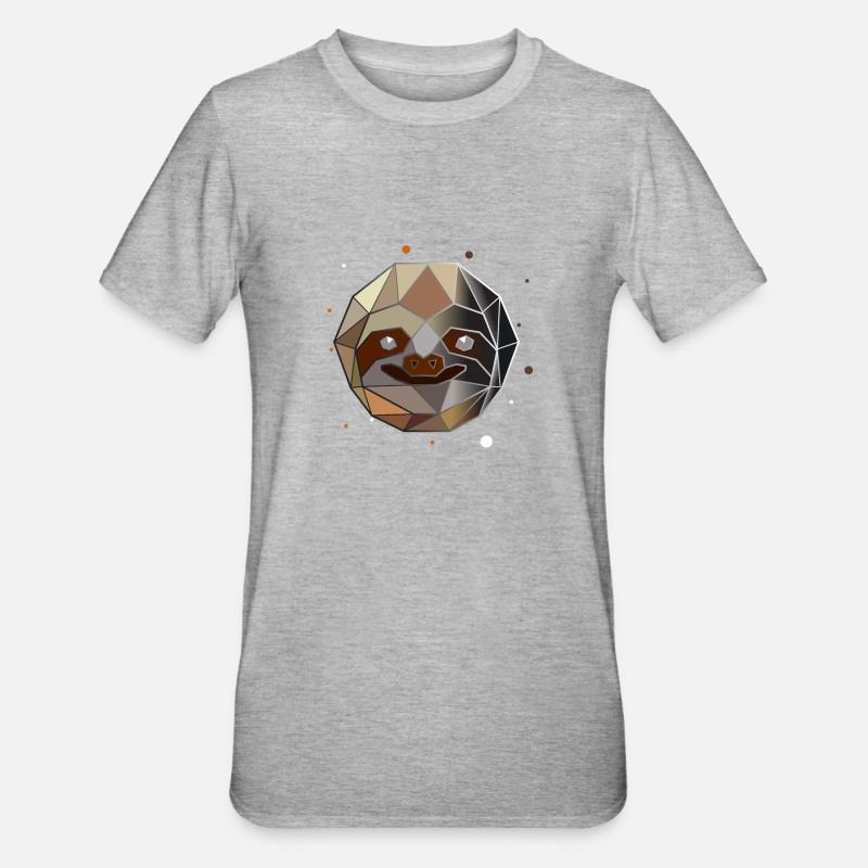 Faultier Polygon - Unisex Polycotton T-Shirt - Grau meliert