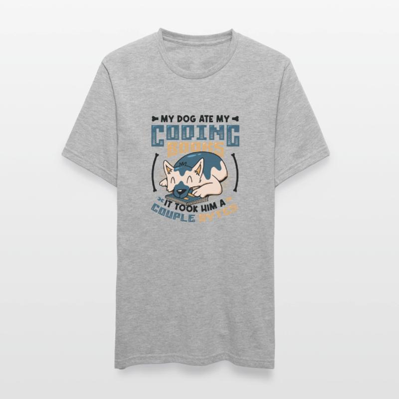 Dog Bytes Code Computer Joke Programming Unisex Polycotton T-Shirt