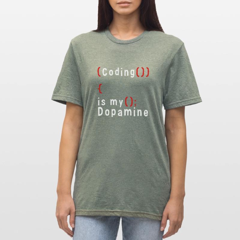 Funny Coding Is My Dopamine Coder Unisex Polycotton T-Shirt