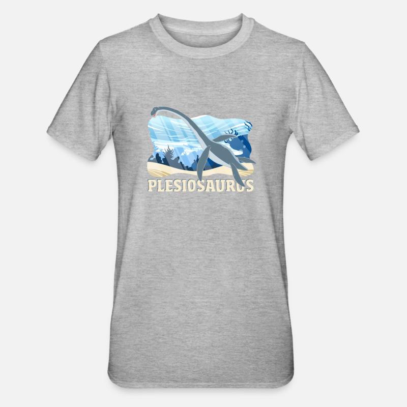 Plesiosaurus Dinosaure - T-shirt polycoton Unisexe - gris chiné