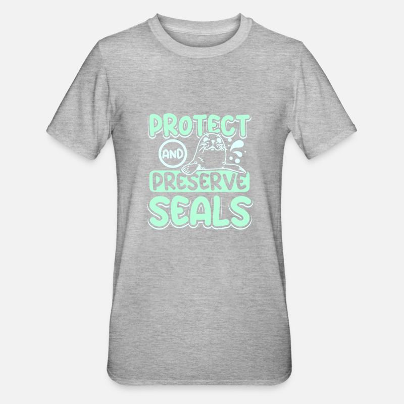 Protéger et préserver les phoques - T-shirt polycoton Unisexe - gris chiné