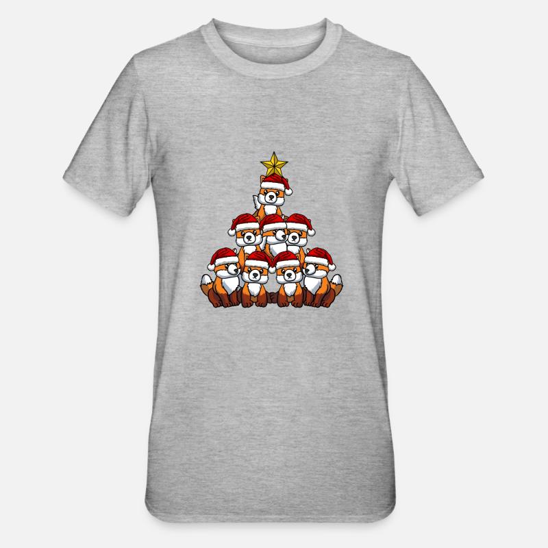 Fox Christmas Tree - Unisex Polycotton T-Shirt - heather grey