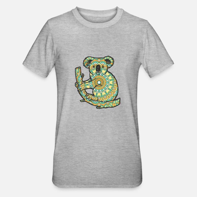 Mandala Koala Geometric Pattern Art - Unisex Polycotton T-Shirt - heather grey