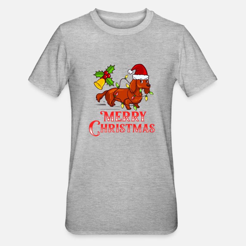 Doxie Teckel Teckel Chien Noël - T-shirt polycoton Unisexe - gris chiné