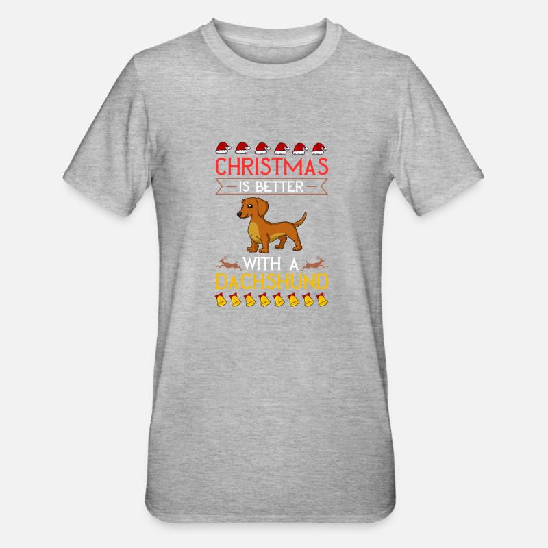 Doxie Teckel Teckel Chien Noël - T-shirt polycoton Unisexe - gris chiné