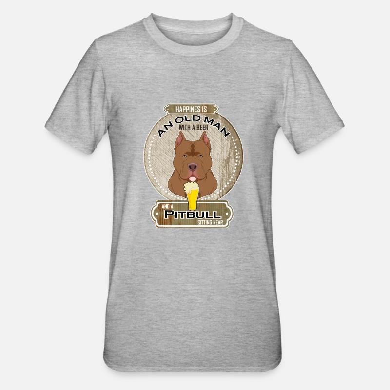 Pitbull Dad Beer Lover - Unisex Polycotton T-Shirt - Grau meliert