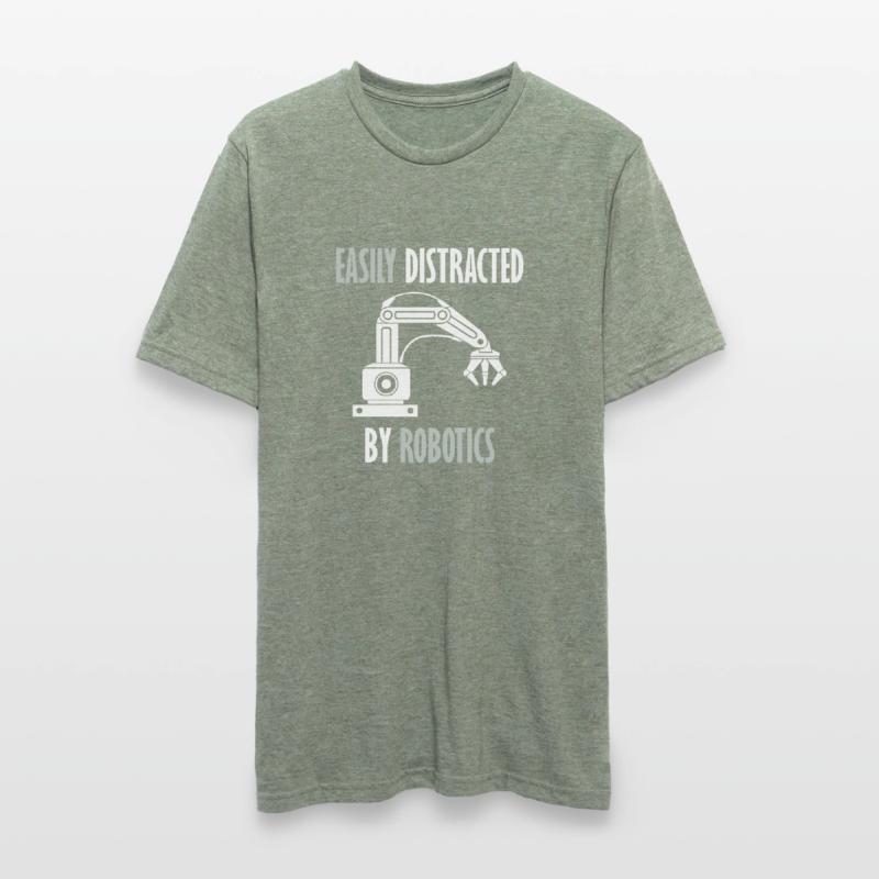 Abgelenkt von Robots Programming Coder Engineer Unisex Polycotton T-Shirt