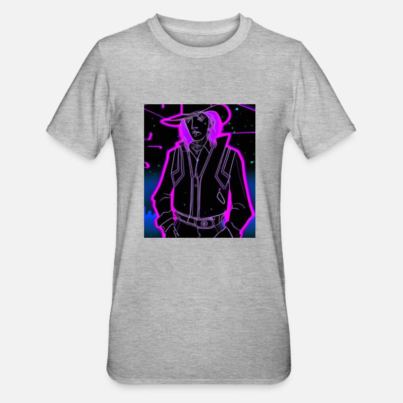 Goth Synthwave Outrun Goth Cowboy - T-shirt polycoton Unisexe - gris chiné
