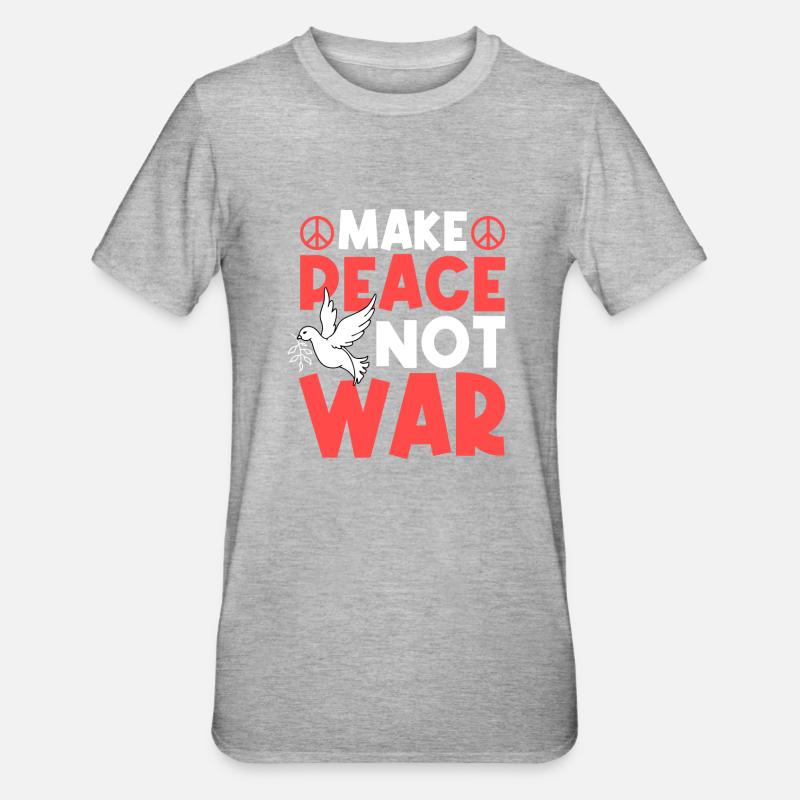 MAKE PEACE NOT WAR - Unisex Polycotton T-Shirt - Grau meliert