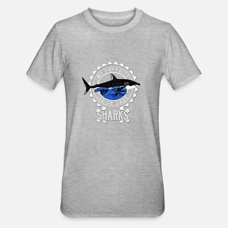 Requin Requin Plongeur Requin - T-shirt polycoton Unisexe - gris chiné
