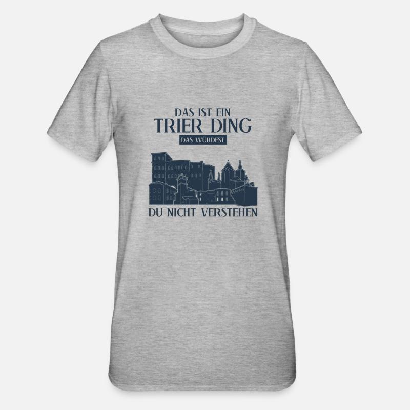 Trier Witz Trierer - Unisex Polycotton T-Shirt - Grau meliert