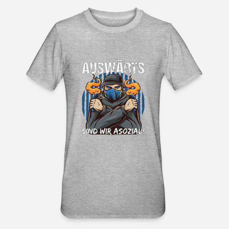 Fußball Fan Pyro Statement Geschenk - Unisex Polycotton T-Shirt - Grau meliert