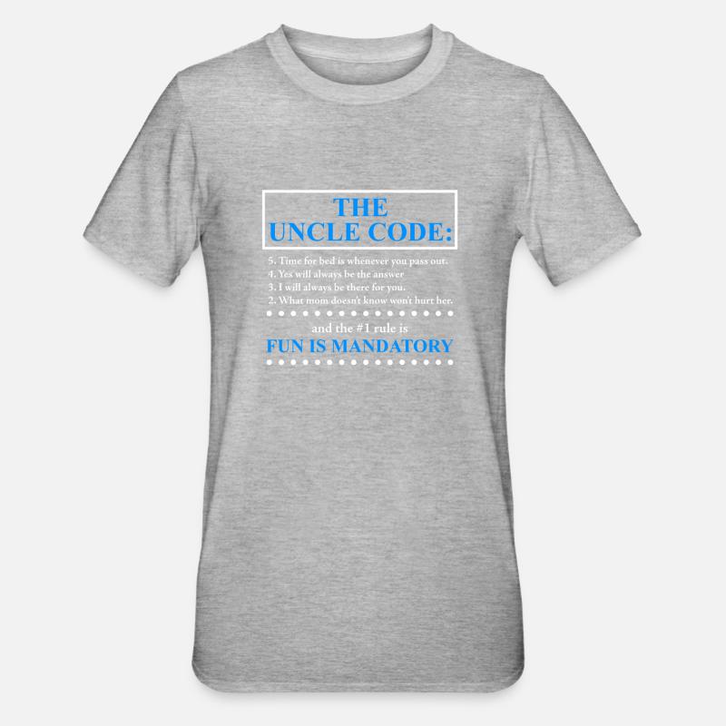 L’oncle Code drôle oncle disant - T-shirt polycoton Unisexe - gris chiné