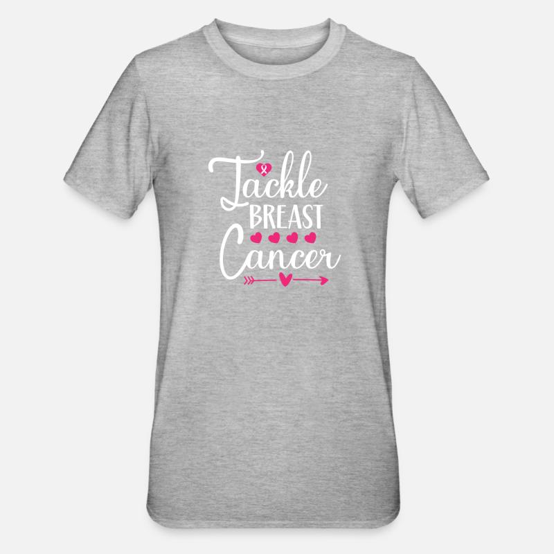 Brustkrebs bekämpfen - Unisex Polycotton T-Shirt - Grau meliert