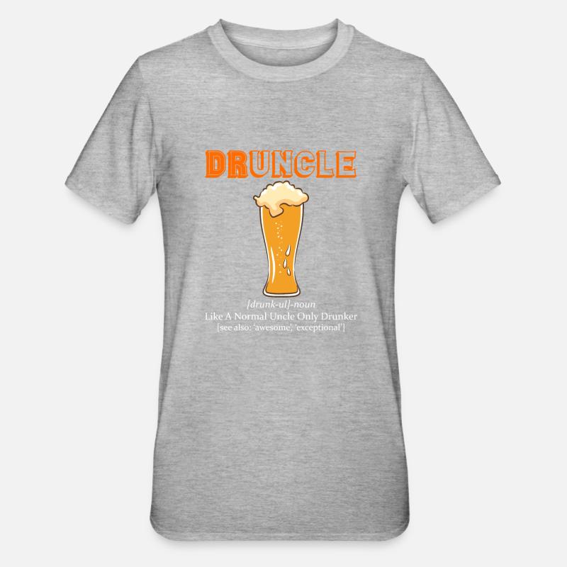 Druncle Beer Oncle - T-shirt polycoton Unisexe - gris chiné