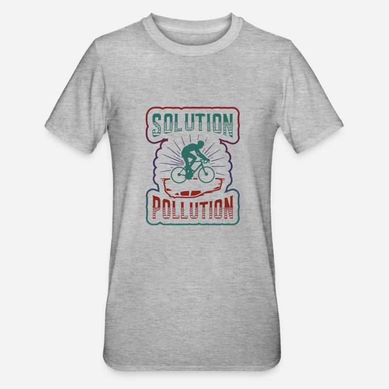 Polution Solution Environmental Protection Cycling. - Unisex Polycotton T-Shirt - heather grey