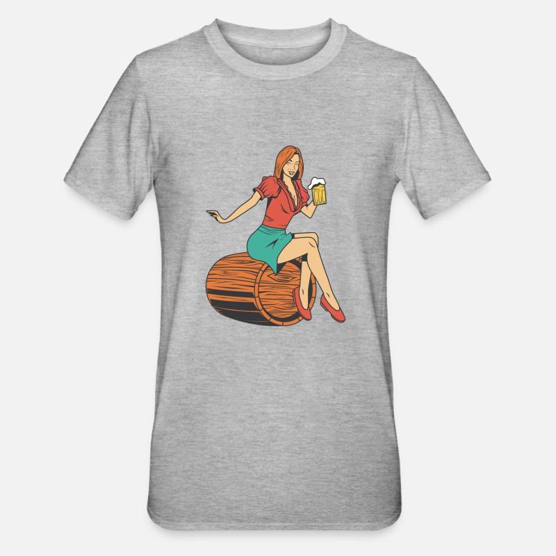 Frau Bierfass - Unisex Polycotton T-Shirt - Grau meliert