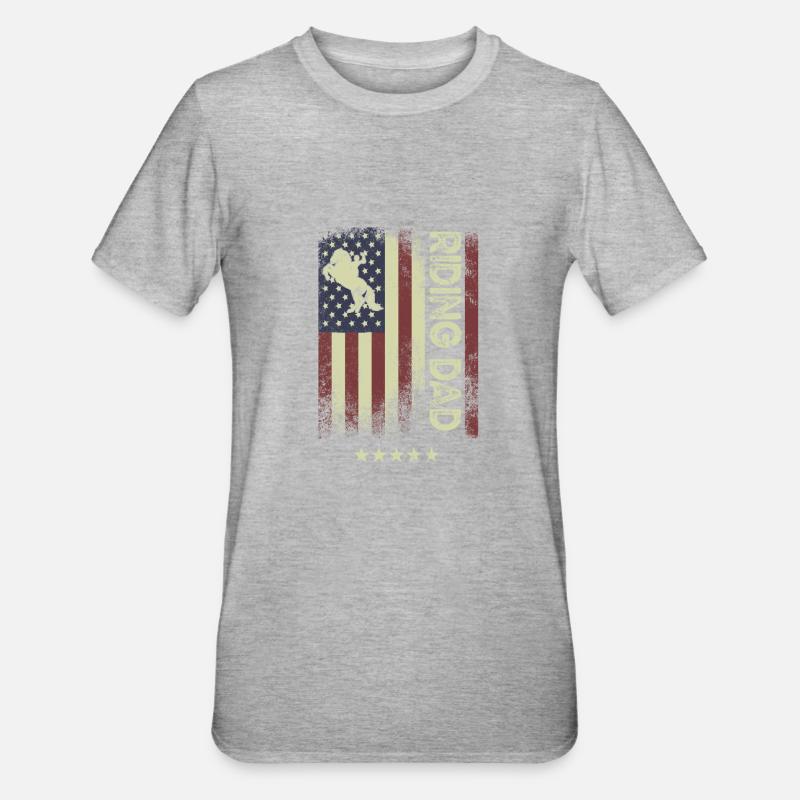 Drapeau américain - Riding Father - T-shirt polycoton Unisexe - gris chiné