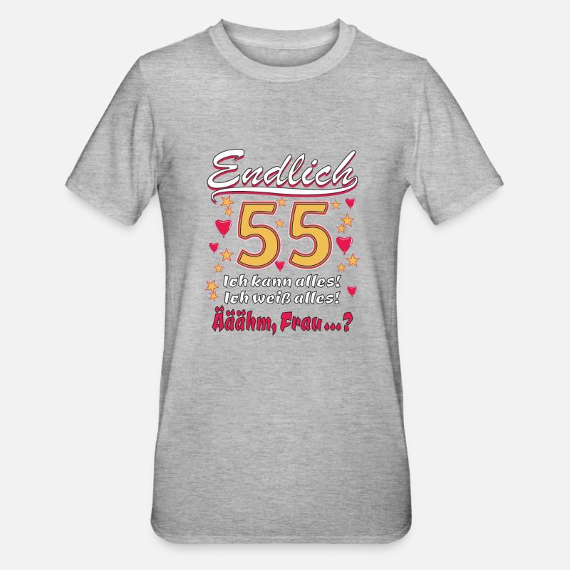 ENDLICH 55 - Unisex Polycotton T-Shirt - Grau meliert