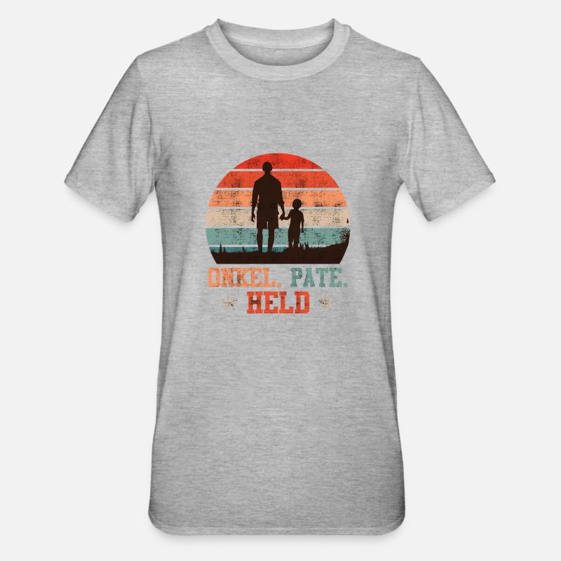 Onkel Pate Held Onkel Spruch - Unisex Polycotton T-Shirt - Grau meliert