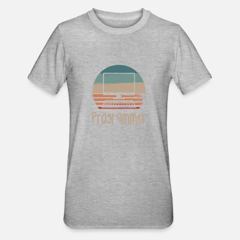 Retro Vintage Programmer Computer Programming - Unisex Polycotton T-Shirt - Grau meliert