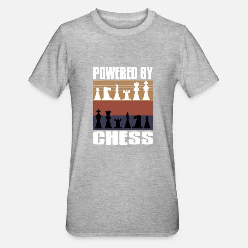Powered by chess - Unisex Polycotton T-Shirt - Grau meliert