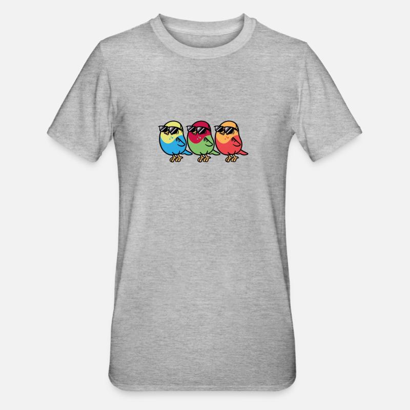 Three white birds with sunglasses - Unisex Polycotton T-Shirt - heather grey