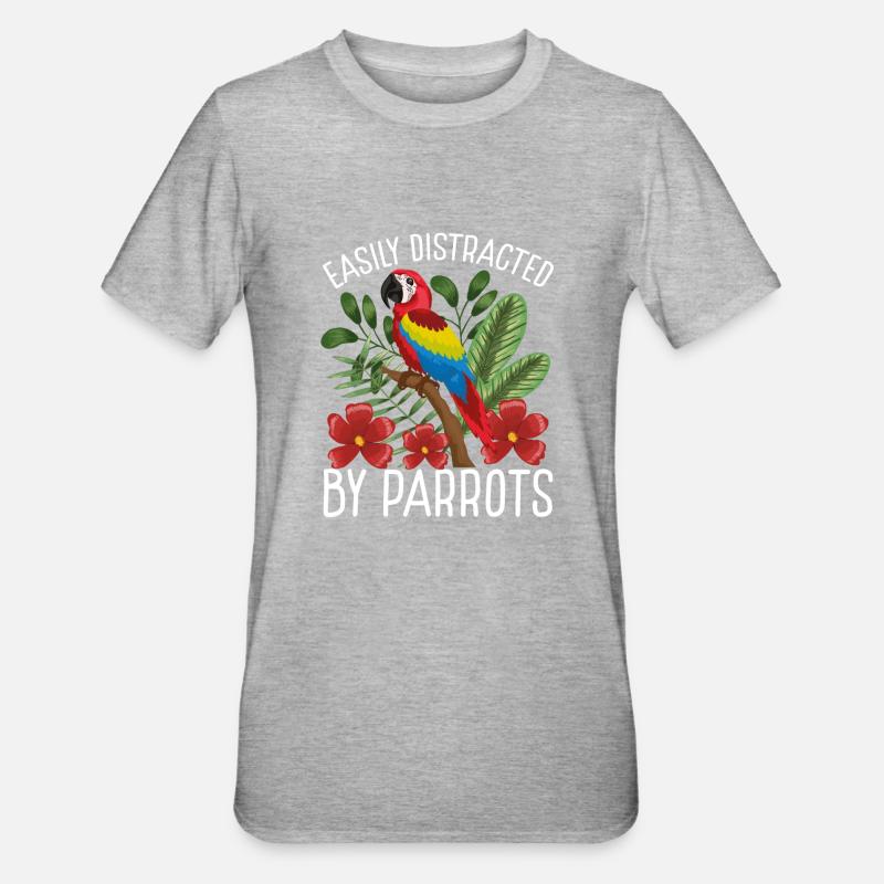 Easily distracted by parrots - Unisex Polycotton T-Shirt - heather grey