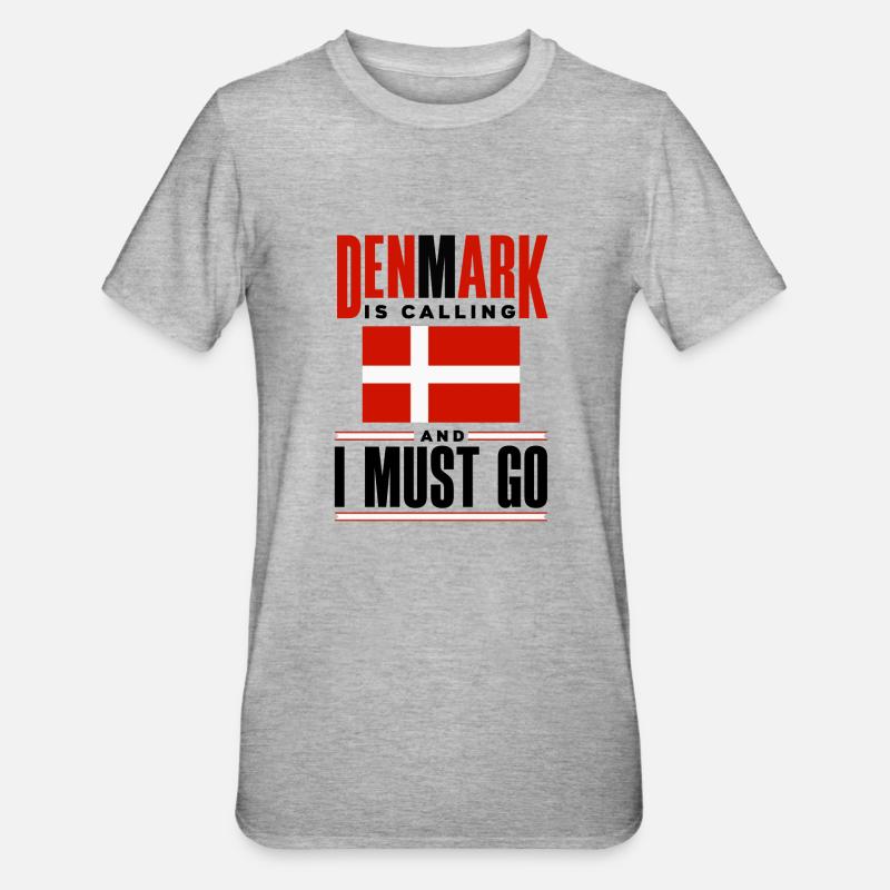 Danemark Drapeau Le Danemark appelle - T-shirt polycoton Unisexe - gris chiné
