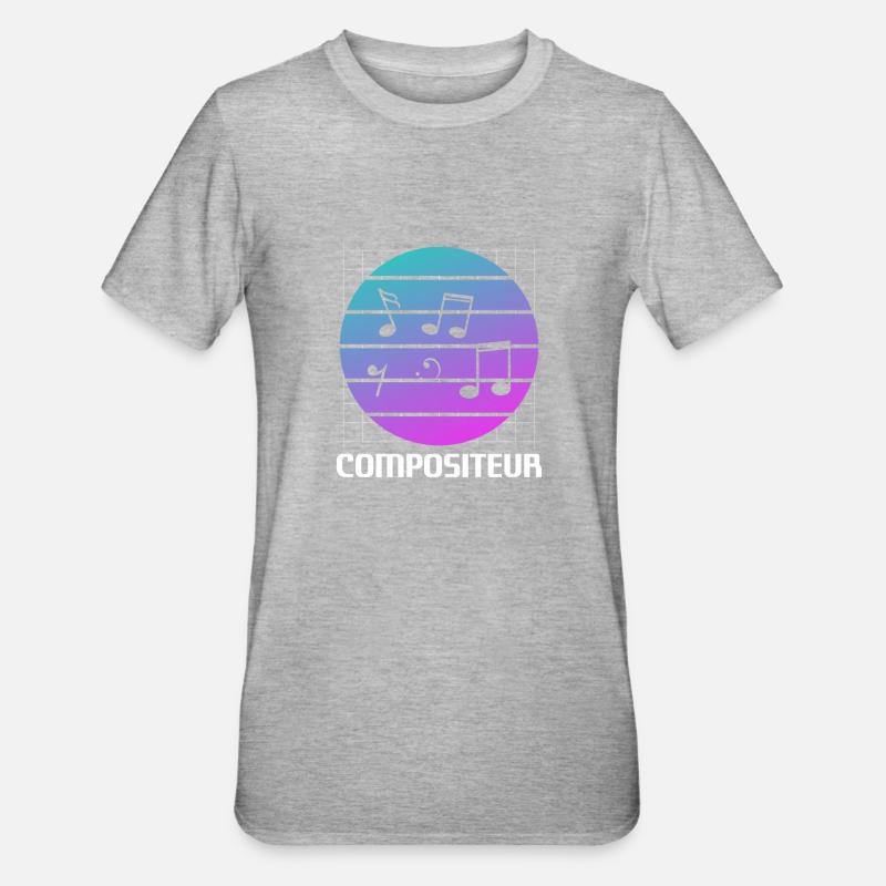Retro Compositeur Composition Musicale - T-shirt polycoton Unisexe - gris chiné