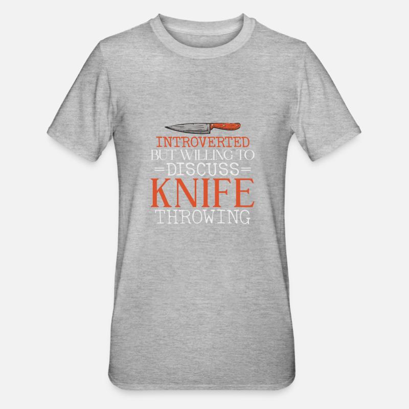 Messerwurfscheibe Geschenk Messerwerfer - Unisex Polycotton T-Shirt - Grau meliert