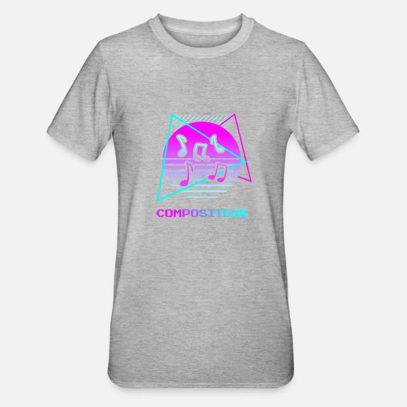 Retro Compositeur Composition Musicale - T-shirt polycoton Unisexe - gris chiné