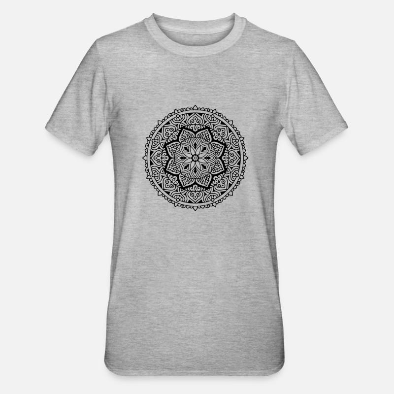 Fleur Mandala - T-shirt polycoton Unisexe - gris chiné