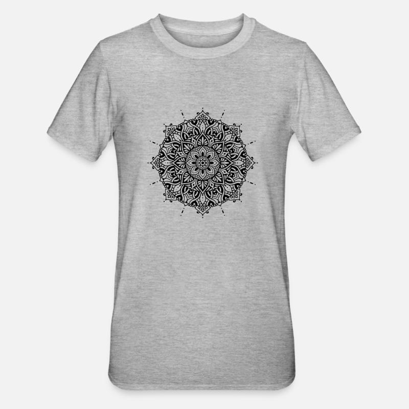 Fleur Mandala - T-shirt polycoton Unisexe - gris chiné