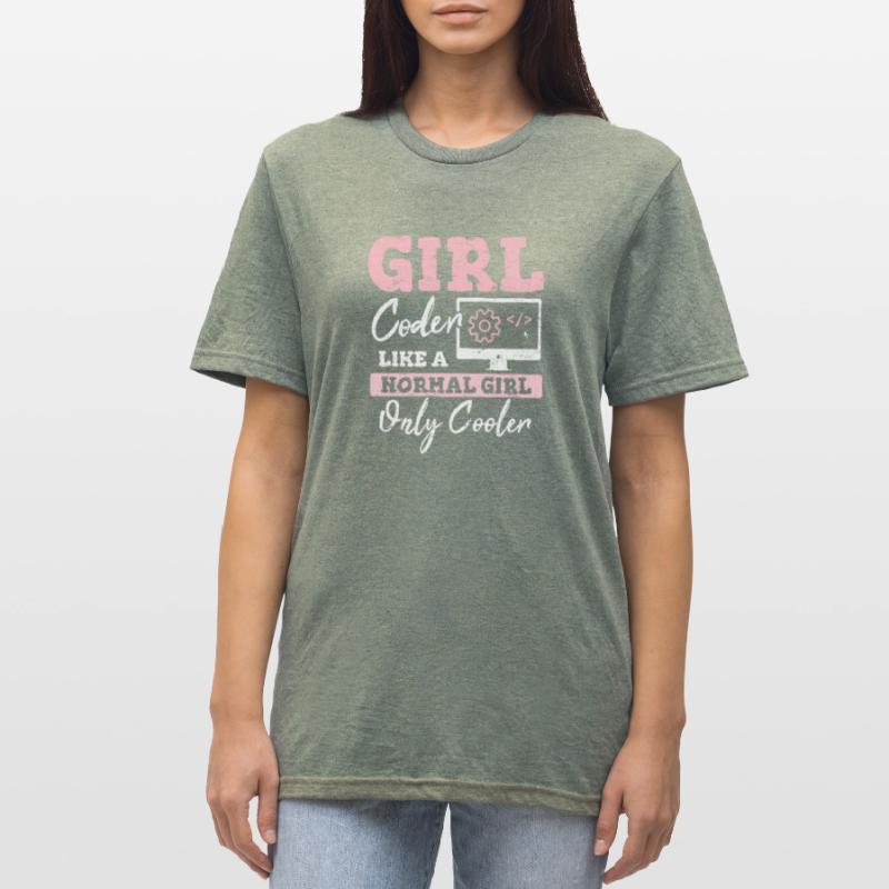 Drôle de fille Codeur Code de programmation informatique Développement Web T-shirt polycoton Unisexe