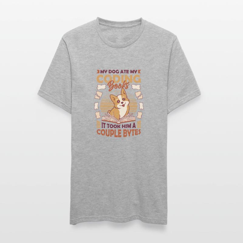 Dog Bytes Code Computer Joke Programming Unisex Polycotton T-Shirt