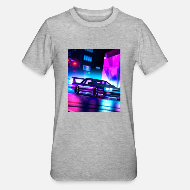 Vaporwave Esthétique Synthwave Car - T-shirt polycoton Unisexe - gris chiné
