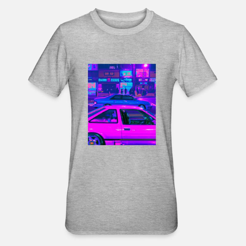 Vaporwave Esthétique Synthwave Car - T-shirt polycoton Unisexe - gris chiné