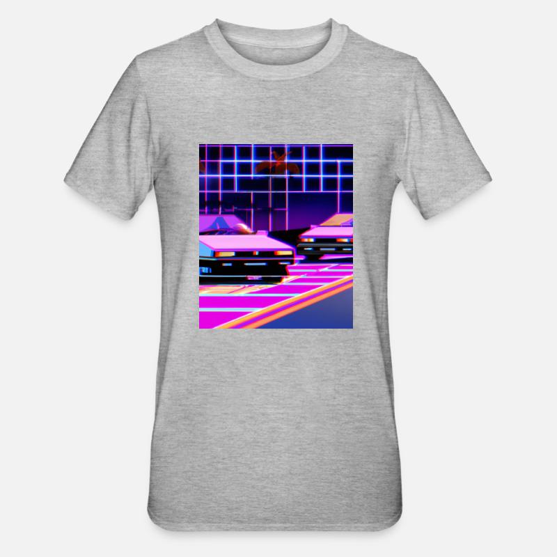 Vaporwave Esthétique Synthwave Car - T-shirt polycoton Unisexe - gris chiné