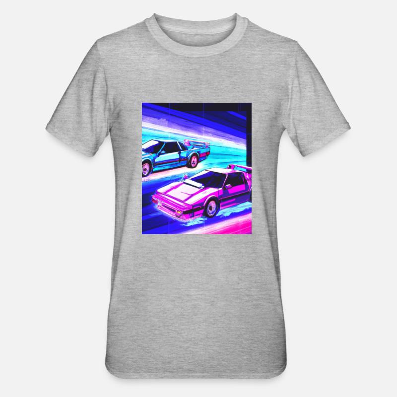Vaporwave Esthétique Synthwave Car - T-shirt polycoton Unisexe - gris chiné