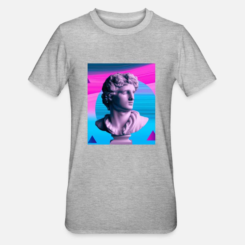 Vaporwave Statue Buste romain - T-shirt polycoton Unisexe - gris chiné