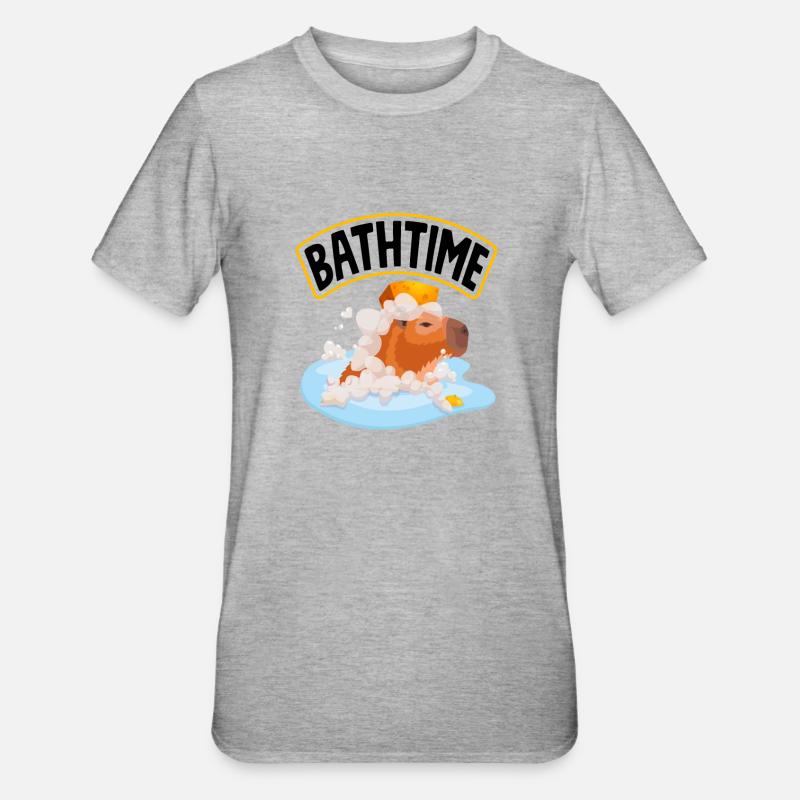 Capybara rongeur Bathtime Drôle - T-shirt polycoton Unisexe - gris chiné