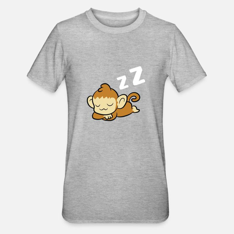 Schlafender Affe Pyjama Lazy Monkey - Unisex Polycotton T-Shirt - Grau meliert
