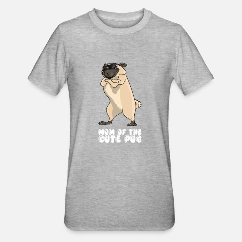 Maman du carlin mignon - T-shirt polycoton Unisexe - gris chiné