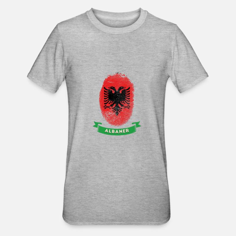 Drapeau ADN albanais dactyloscopique - T-shirt polycoton Unisexe - gris chiné