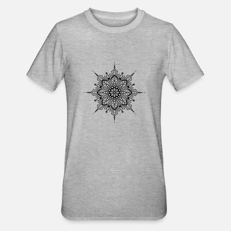 Fleurs Mandala - T-shirt polycoton Unisexe - gris chiné