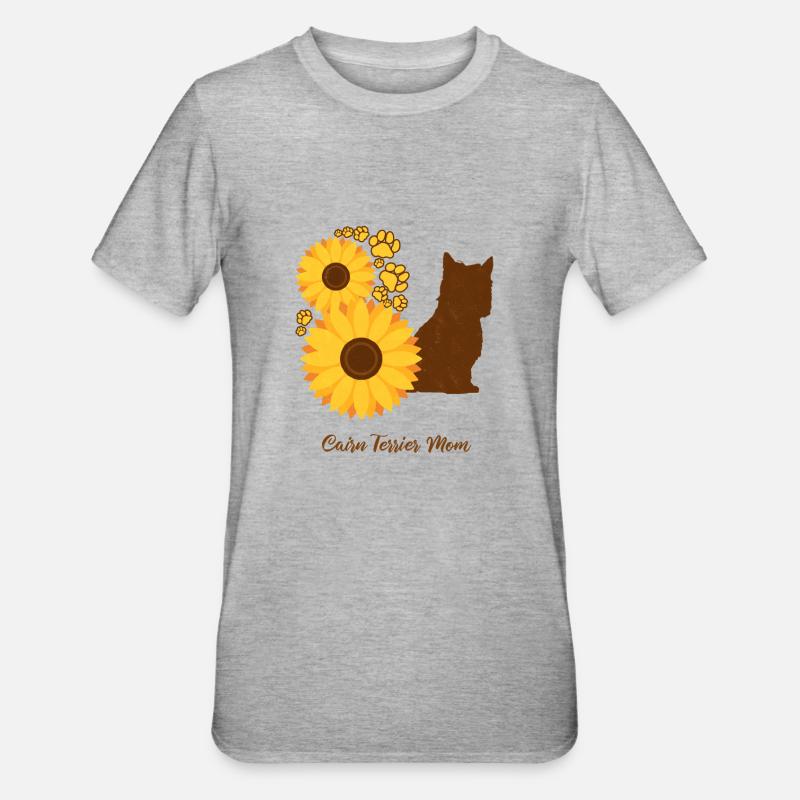 Sonnenblumenmutter - Cairn Terrier - Unisex Polycotton T-Shirt - Grau meliert