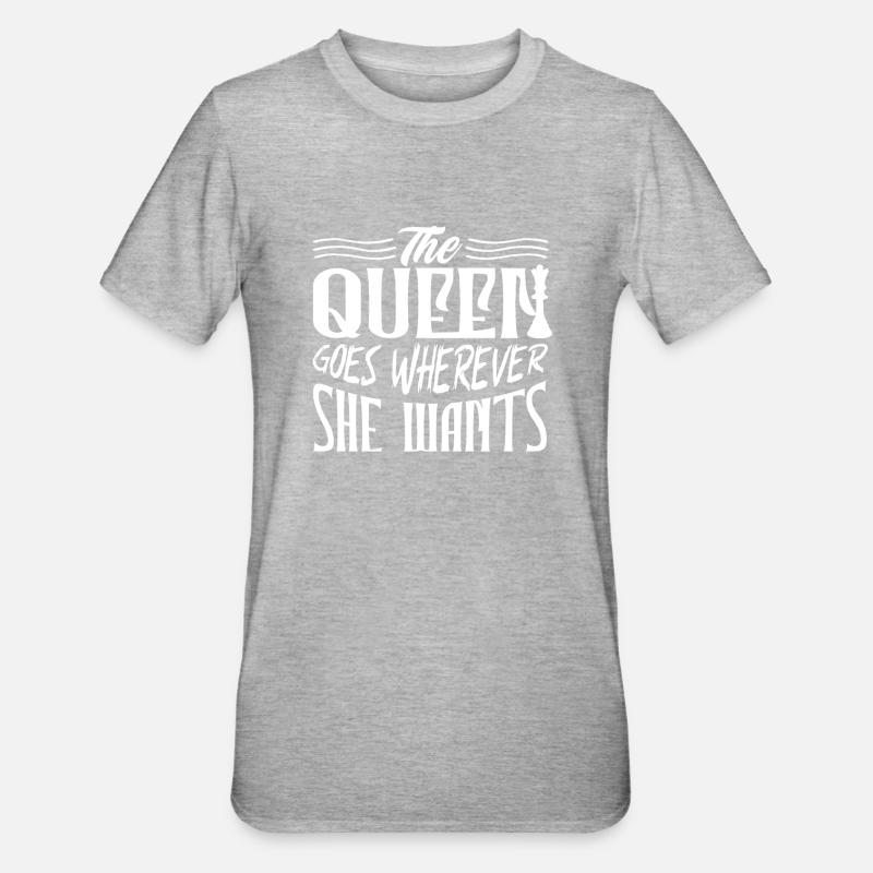 échecs, joueur d’échecs, citation d’échecs - T-shirt polycoton Unisexe - gris chiné